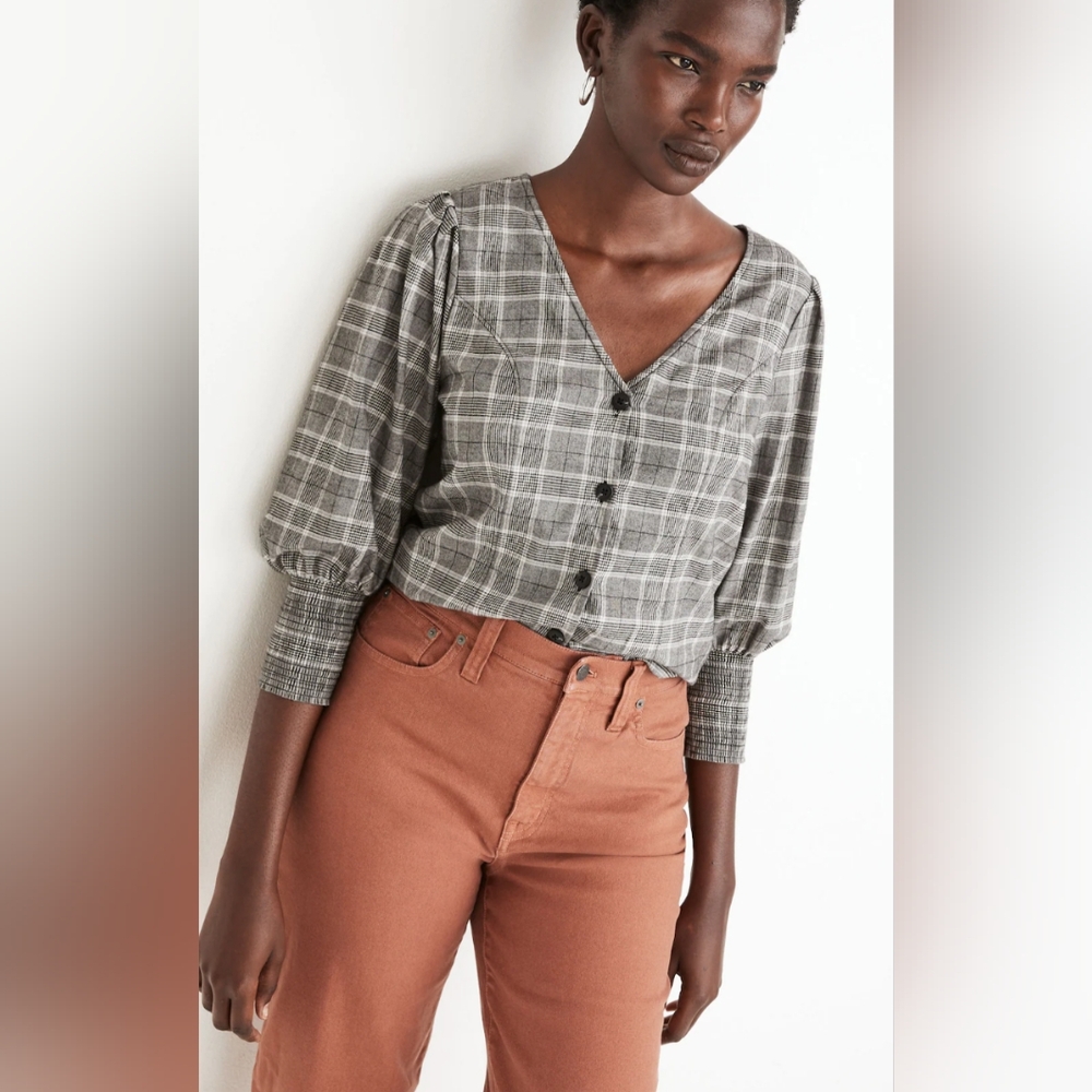 MADEWELL Plaid Crop Blouse Size 2 NWT
